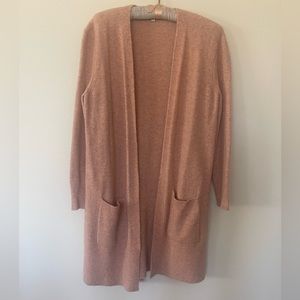 Madewell Duster Sweater Long Open Soft Cozy Pockets XS-Small Heathered Pink EXC